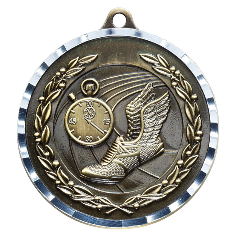 2-3/4 Inch 3-D Running Medal in Antique Brass, Pewter or Bronze Finish