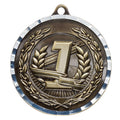 2-3/4 Inch First Place Medal 3- Dimensional Diamond Engraved Cast Satin in Antique Brass Finish