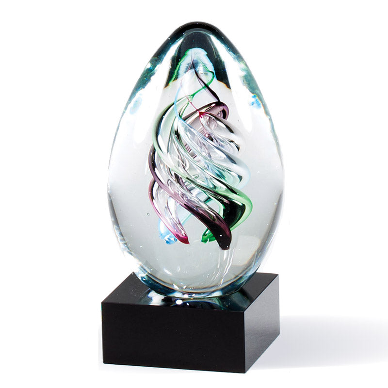 6 INCH COLORS SCULPTURE AWARD HAND BLOWN ART GLASS