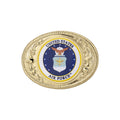 2-3/4 x 3-5/8 INCH GOLD OVAL DIE CAST BELT BUCKLE WITH 2 INCH UNITED STATES AIR FORCE INSERT