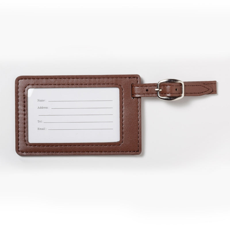 2-3/4 INCH x4-1/4 INCH LEATHERETTE LUGGAGE TAG IN TAN