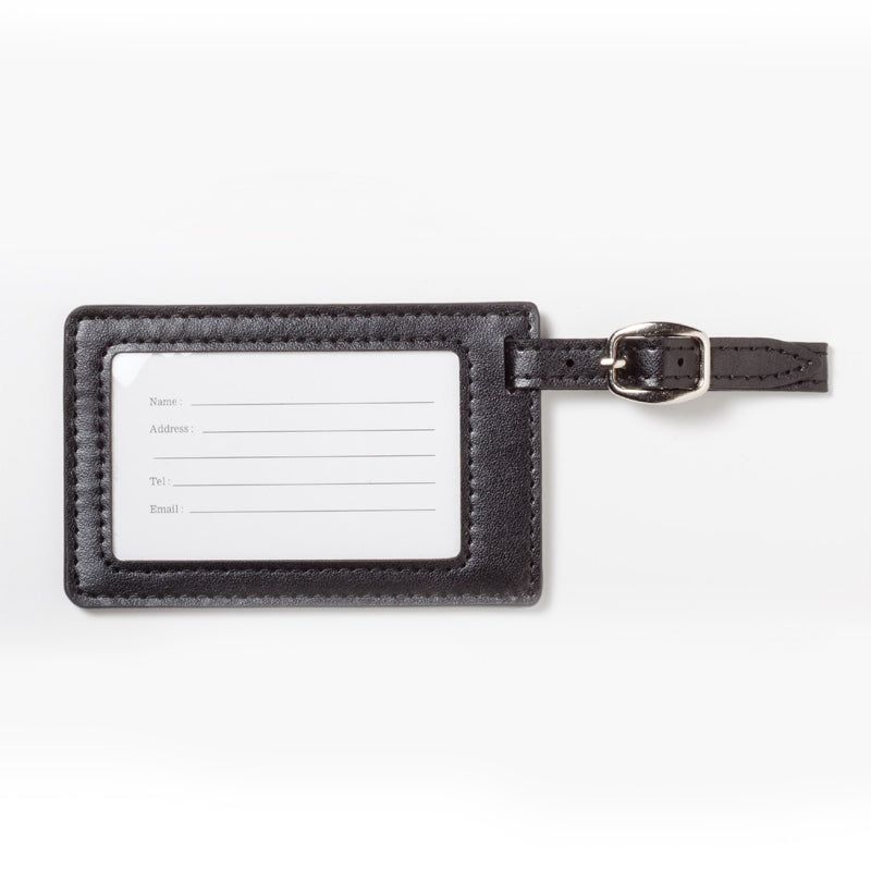 2-3/4 INCH x4-1/4 INCH LEATHERETTE LUGGAGE TAG IN BLACK