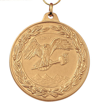 2 Inch Die-Struck Achievement Medal with Antique Finish in Gold, Silver, or Bronze