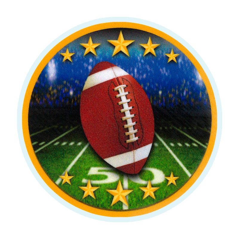2 Inch in Diameter Round Football Themed Insert with Mylar Detailing ...
