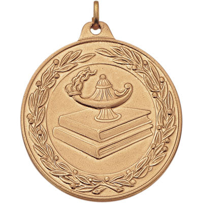 2 Inch Die-Struck Academic Medal with Antique Finish in Gold, Silver, or Bronze