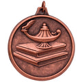 2 INCH LAMP OF LEARNING WITH BOOKS MEDAL, BRONZE