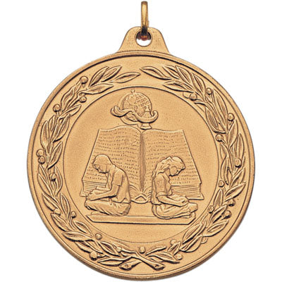2 Inch Die-Struck Reading Medal with Antique Finish in Gold, Silver, or Bronze