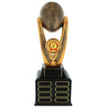 20 INCH PERPETUAL FANTASY FOOTBALL TROPHY ANTIQUE GOLD FINISH RESIN DOUBLE BLACK BASE