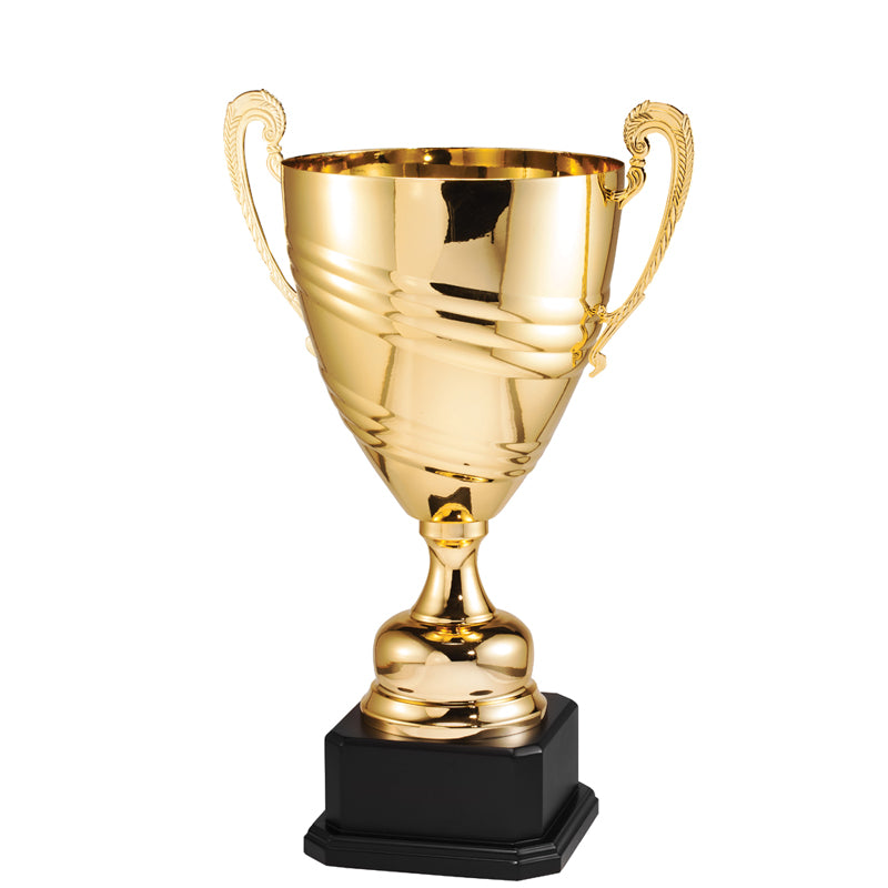 21-1/2 INCH BRIGHT POLISHED GOLD METAL ITALIAN TROPHY CUP
