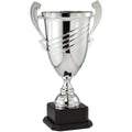 21 INCH SILVER METAL SWIRL CUP ON BLACK MARBLE BASE