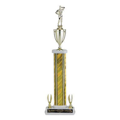 22-1/2, 23-1/2, 24-1/2 INCH SPLASH ONE COLUMN TROPHY WITH CUP AND EAGLE TRIMS
