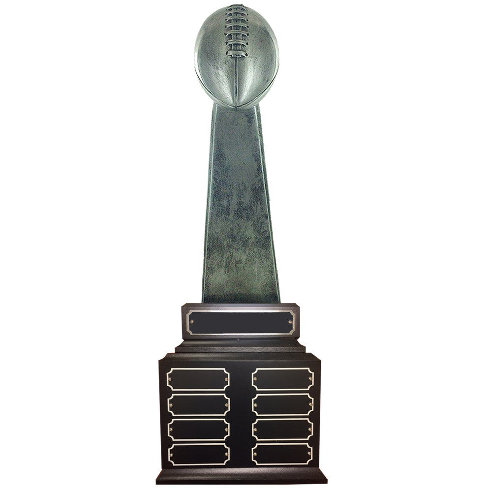 22-1/2 INCH ANTIQUE SILVER PERPETUAL FANTASY FOOTBALL TROPHY WITH 8 NAME PLATES