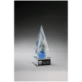 7 1/8" Frosted Glass Accent Arrow Art Glass on Clear Glass Base with Black Laserable Aluminum Plate