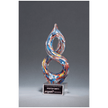 10" Helix Multi-Color Art Glass on Clear Glass Base with Black Laserable Aluminum Plate