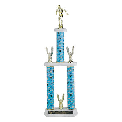 23, 25, 27 INCH SPORT THREE COLUMN TROPHY WITH 2 INCH INSERT, CUP & TRIMS