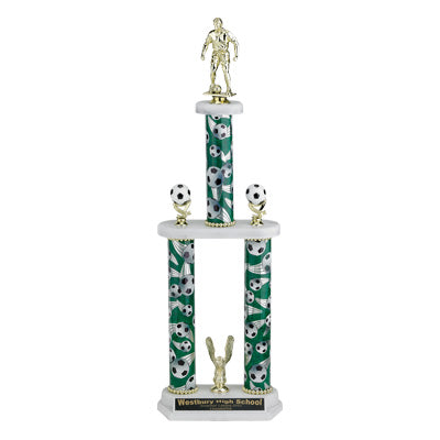 23, 25, 27 INCH SPORT THREE COLUMN TROPHY WITH 2 INCH INSERT, CUP  AND TRIMS