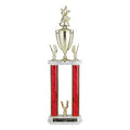 24-1/2, 25-1/2, 26-1/2 INCH SPLASH TWO COLUMN TROPHY WITH CUP, EAGLE TRIMS AND TAKES FIGURE