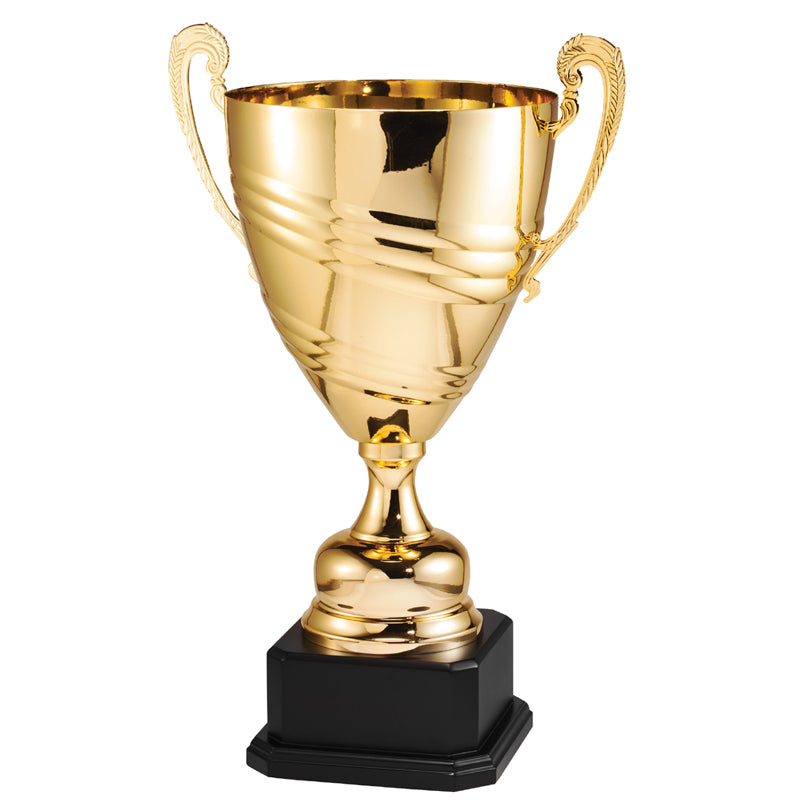24-1/2 INCH BRIGHT POLISHED GOLD METAL ITALIAN TROPHY CUP