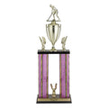 24, 25, 26 INCH TWO COLUMN MOONBEAM TROPHY WITH CUP, EAGLE TRIMS AND TAKES FIGURE
