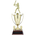 24-3/4 INCH MALE BASEBALL PLAYER TROPHY WITH 13 INCH GOLD CUP, FIGURE, AND TRIMS