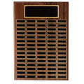 24 X 36 INCH MULTIPLE PLATE WALNUT VENEER PLAQUE WITH 150 BLACK SCREENED PLATES
