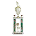 25-1/2, 26-1/2, 27-1/2 INCH TWO COLUMN TROPHY WITH 2 INCH INSERT, CUP  AND TRIMS