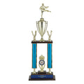25, 26, 27 INCH TWO COLUMN MOONBEAM TROPHY WITH CUP, EAGLE TRIMS, HOLDS 2 INCH INSERT AND TAKES FIGURE