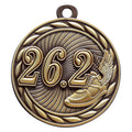 Die-Cast Metal 2-Inch in Diameter Round 26.2 Run Medal with Customizable Back in Antique Gold