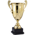 26 INCH GOLD METAL SWIRL CUP ON BLACK MARBLE BASE