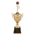 26 INCH SAVOIA SERIES TROPHY WITH 12-1/2 INCH METAL GOLD/SILVER CUP TAKES RISER AND INSERT