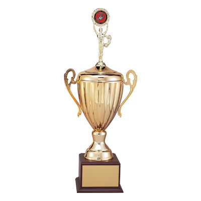 27 INCH RAVENNA SERIES TROPHY WITH 15 INCH METAL GOLD CUP TAKES RISER AND INSERT OR FIGURE