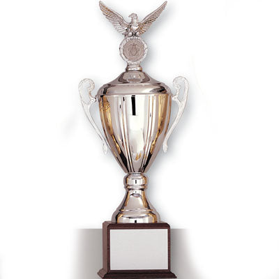 27 INCH SAVOIA SERIES TROPHY WITH 13-1/2 INCH METAL GOLD/SILVER CUP TAKES RISER AND INSERT