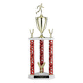 28-1/2, 31-1/2, 34-1/2 INCH THREE COLUMN TROPHY WITH CUP  AND TRIMS
