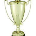 28 INCH  PERPETUAL TROPHY WITH 13 INCH GOLD CUP ON BLACK BASE, 48 PLATES