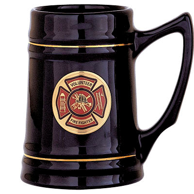 28 OUNCE BLACK CERAMIC TANKARD TAKES 2 INCH INSERT