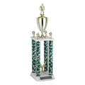 29, 32, 35 INCH FOUR COLUMN TROPHY WITH CUP  AND TRIMS