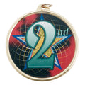 2-1/4 Inch in Diameter Round 2nd Place Mylar Detailed Gold Medal with Customizable Back