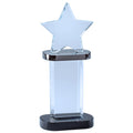 3-1/2 x 8-1/4 INCH OPTICAL CRYSTAL STAR TOWER AWARD WITH BLACK BASE
