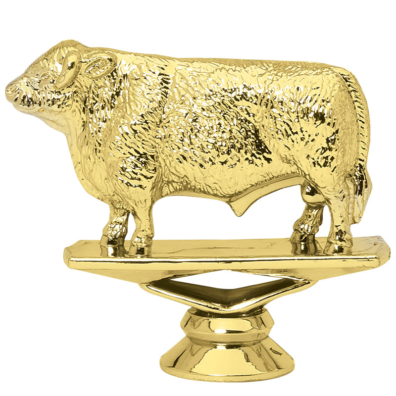 3-1/4 INCH GOLD PLASTIC HEREFORD BULL TROPHY FIGURE