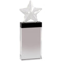 3-1/4 x 9 INCHES OPTICAL CRYSTAL FROSTED STAR AWARD WITH CRYSTAL COLUMN BASE