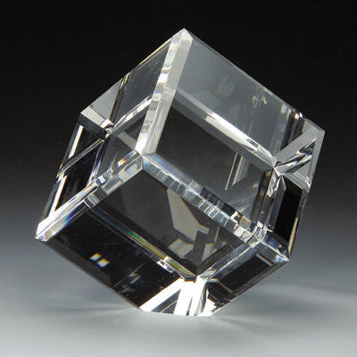 3-1/8 INCH OPTICAL CUT CRYSTAL CUBE