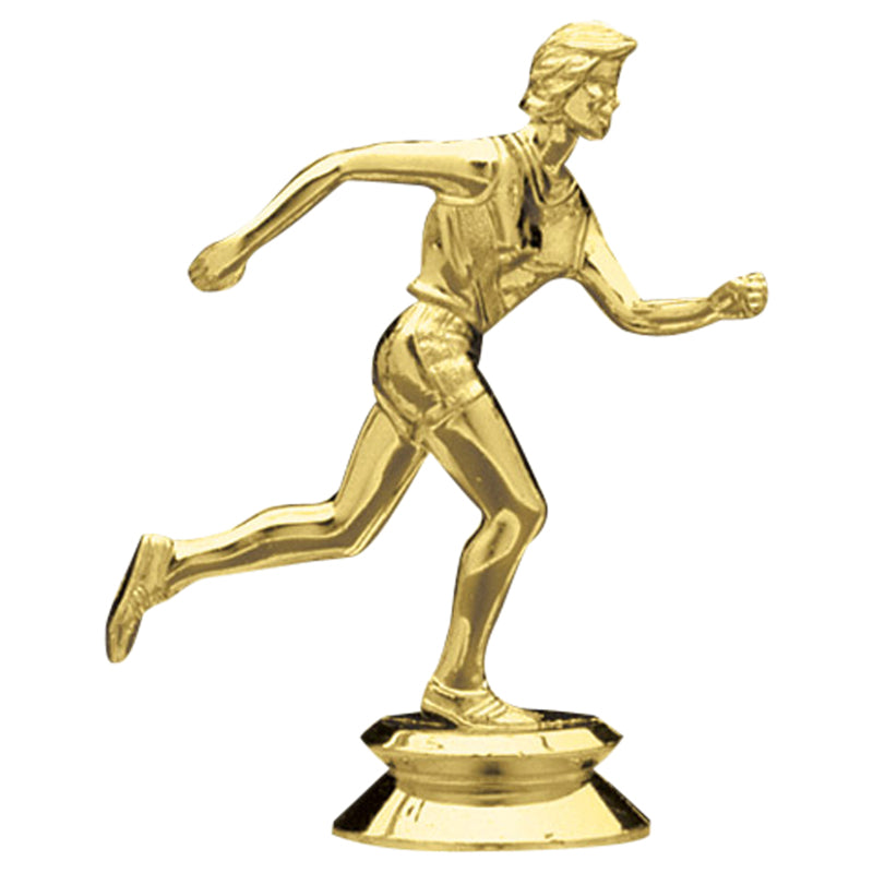 3-3/4 INCH GOLD PLASTIC FEMALE TRACK TROPHY FIGURE