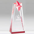 3-1/2" x 10" x 2" RED ACRYLIC STAR TROPHY WITH RED REFLECTIVE BASE