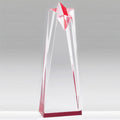 3-1/2" x 8" x 2" RED ACRYLIC STAR TROPHY WITH RED REFLECTIVE BASE