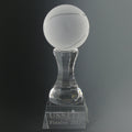 3 X 8 INCH FROSTED CRYSTAL TENNIS BALL ON PEDESTAL TROPHY