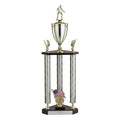 31, 34, 37 INCH THREE COLUMN MOONBEAM TROPHY WITH CUP, EAGLE TRIMS, HOLDS 2 INCH INSERT AND TAKES FIGURE
