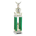 32, 35, 38 INCH SPLASH FOUR COLUMN TROPHY WITH CUP, EAGLE TRIMS, HOLDS 2 INCH INSERT AND TAKES TROPHY RISER