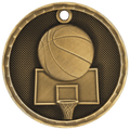Antique Gold 2" 3D Basketball Medal