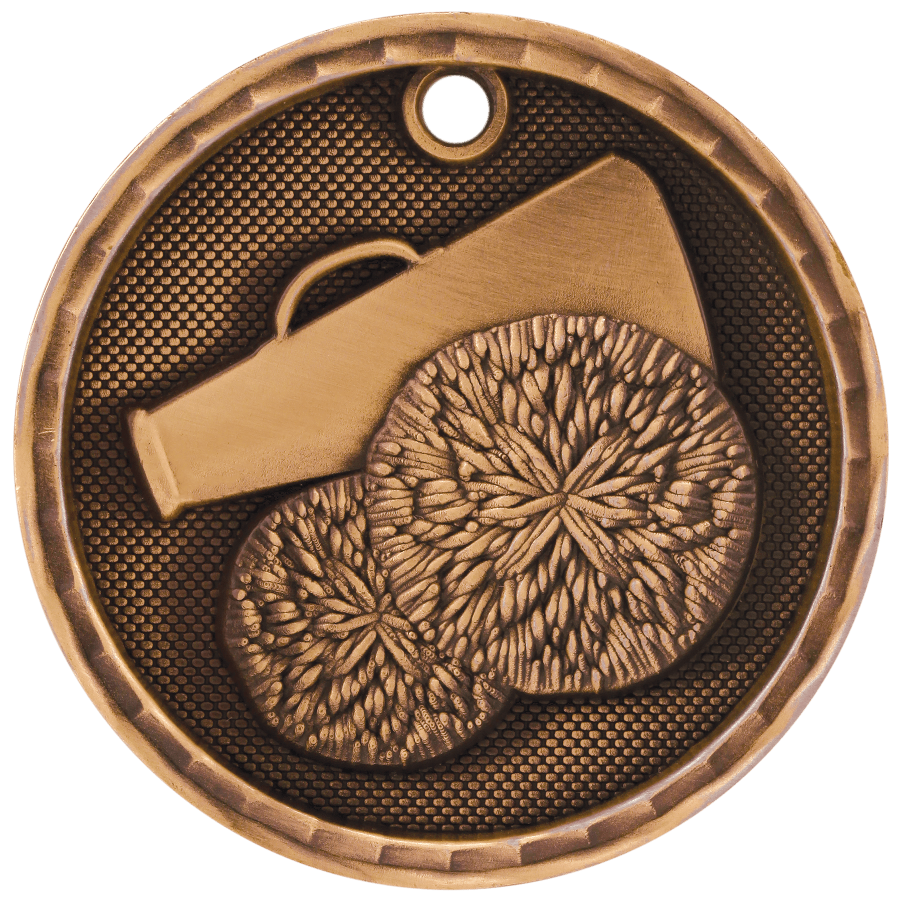 Antique Bronze 2" 3D Cheer Medal