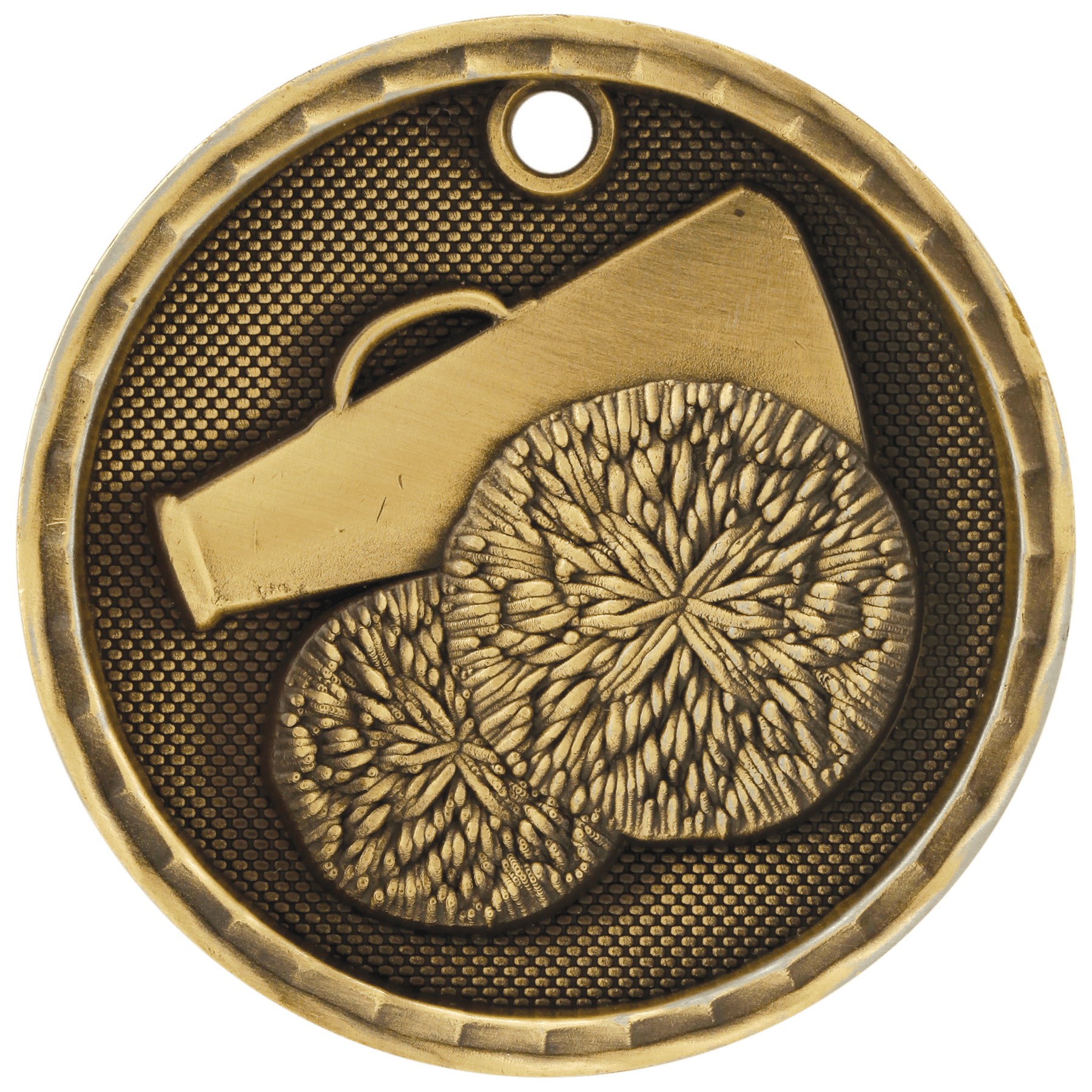 Antique Gold 2" 3D Cheer Medal